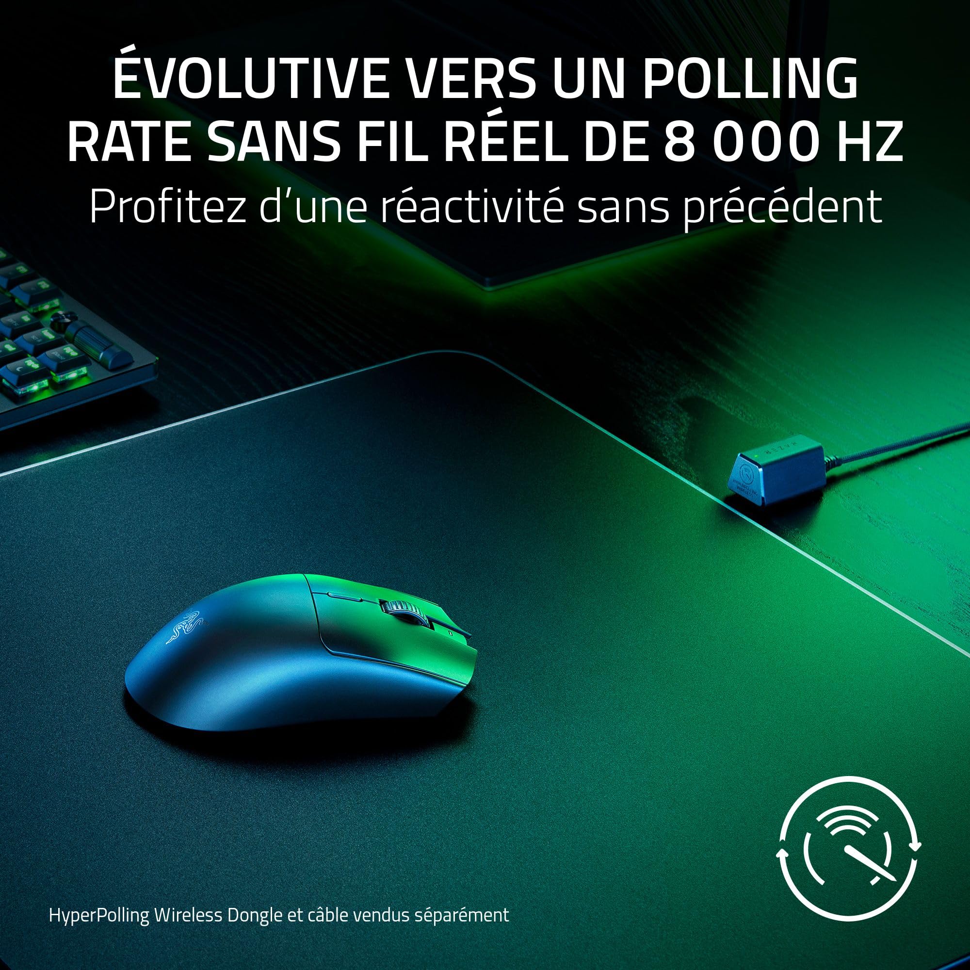 Razer Viper V3 HyperSpeed - Souris sans fil pour l’Esport - Capteur optique 30K Focus Pro (Jusqu’à 280 Heures d’Autonomie, Switches Mécaniques de 2e gen, Polling Rate Réel de 4000 Hz) Noir