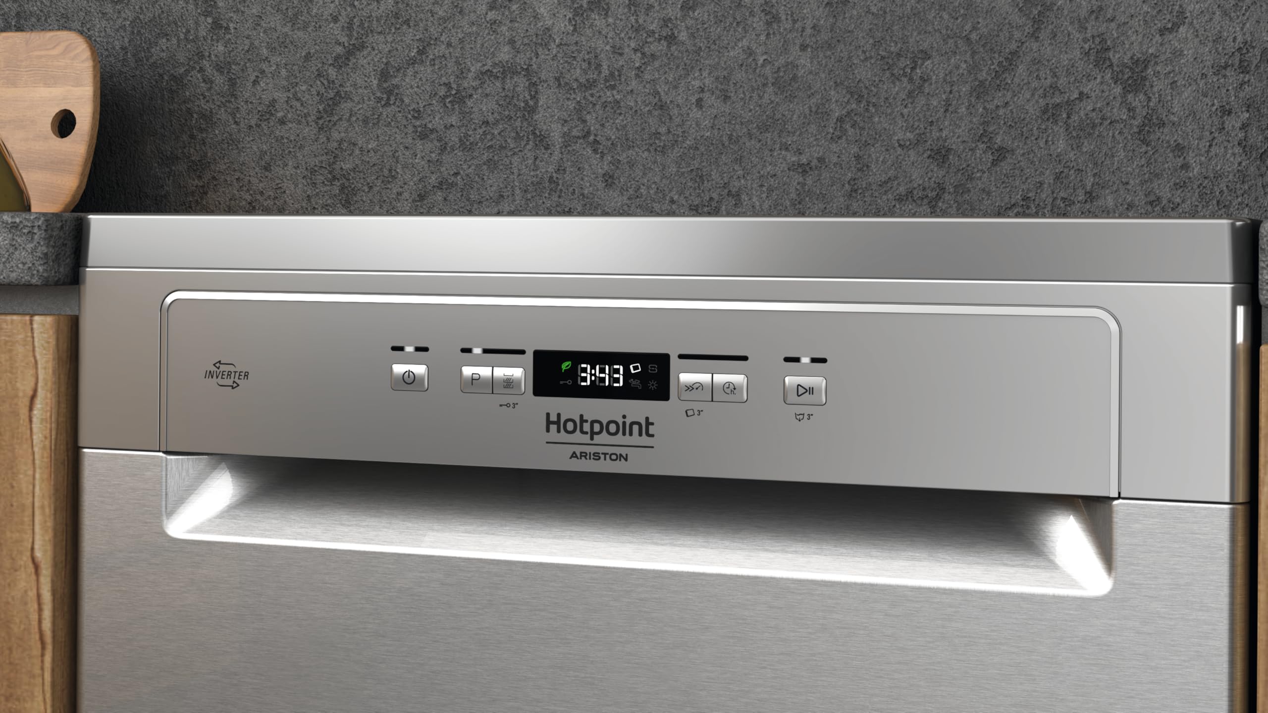 Hotpoint Ariston HA4FFC14BX – Lavastoviglie Libera Installazione 14 Coperti, Classe C, ActiveDry, Terzo Cesto Fisso, Pastiglia, Igienizzante, Avvio Ritardato – 85 x 60 x 59 cm (AxLxP)