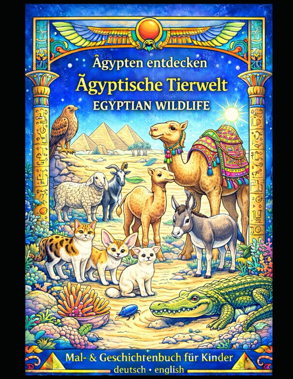 Ägypten entdecken – Ägyptische Tierwelt: Mal- & Geschichtenbuch für Kinder von 6–10 Jahren Tiere aus Wüste, Nil und Dorf – Deutsch & English