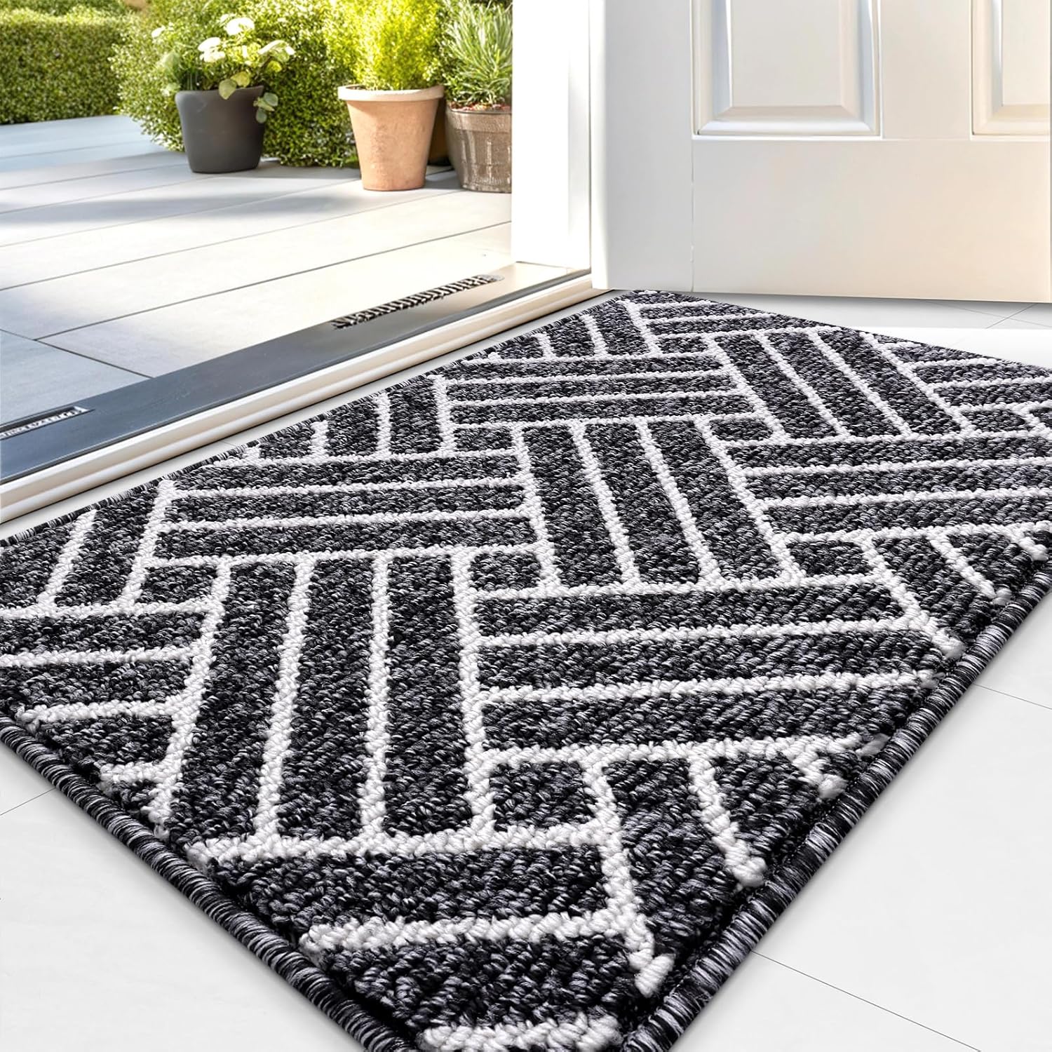OLANLY Indoor Door Mat, 36x24 Inch, Dirt Resistant and Absorbent, Non-Slip Rubber Backing Floor Mats, Easy Clean Low-Profile Doormat for Entryway, Front Door, and Inside Entrance, Black 36" x 24" Black