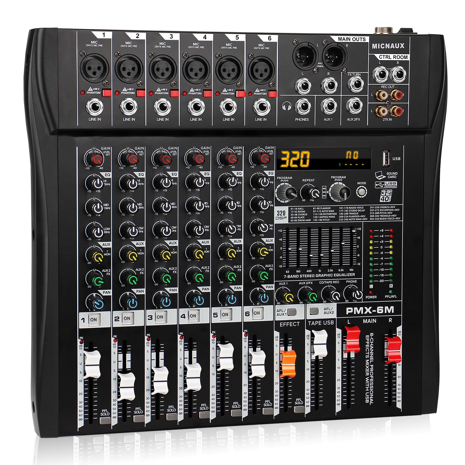 Amazon.com: MICNAUX Audio Mixer 6 Channel Professional Mixer
