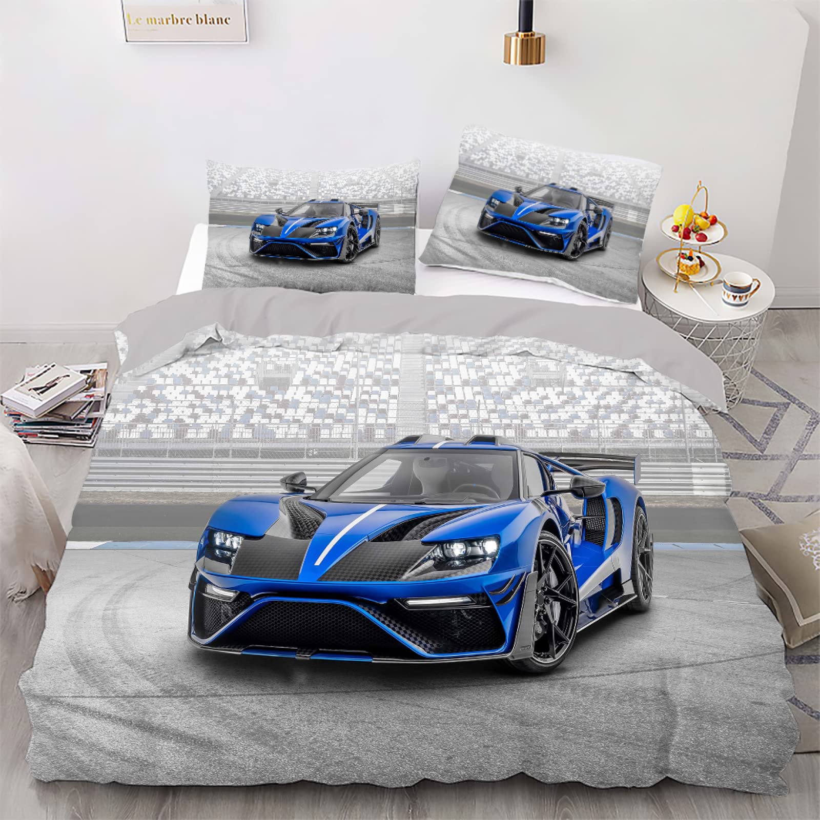 Parure de lit 240 x 260 de qualité supérieure 110g/㎡ housse de couette voiture blanc cassé