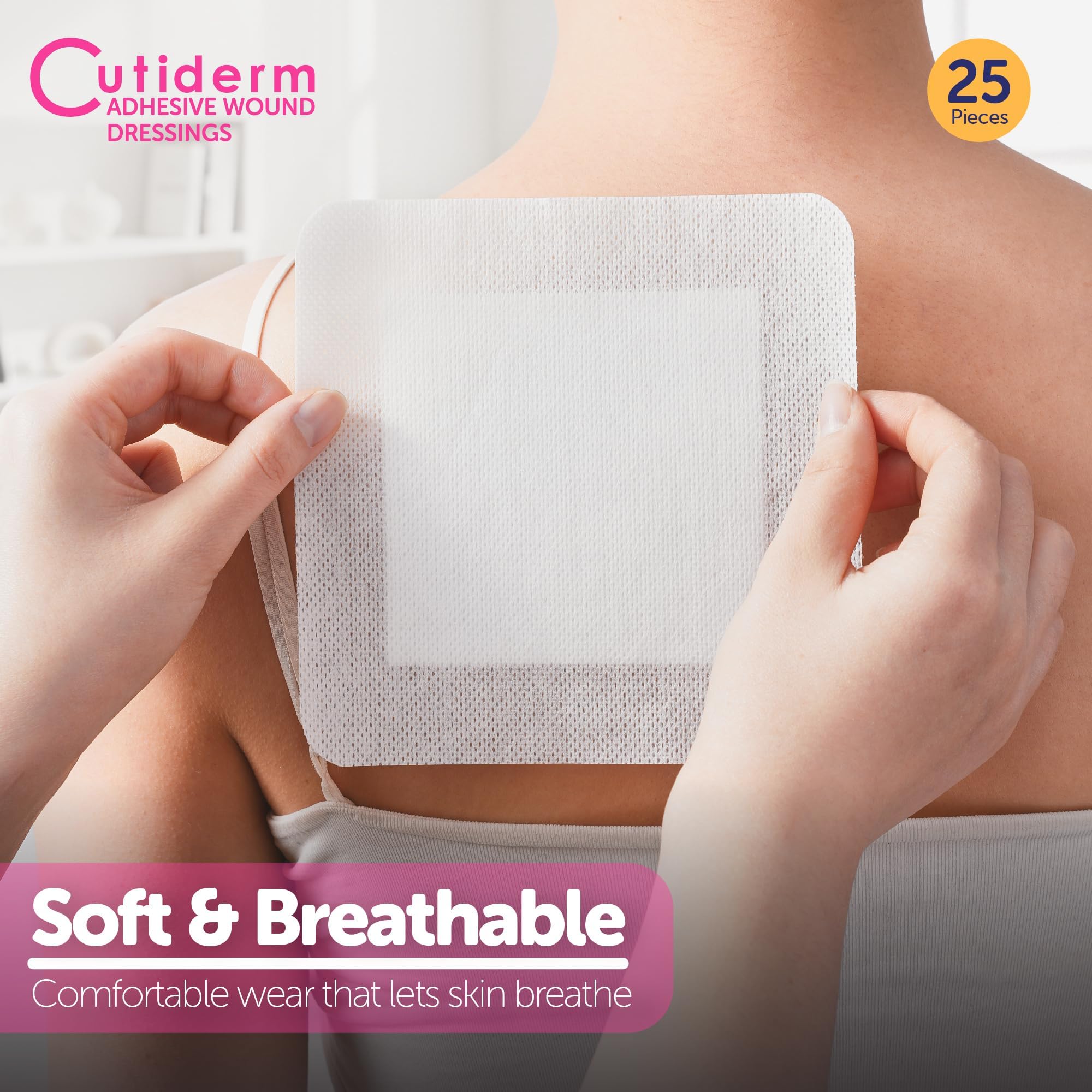 Cutiderm Apósito adhesivo estéril para heridas, 15cm x 15cm, caja de 25