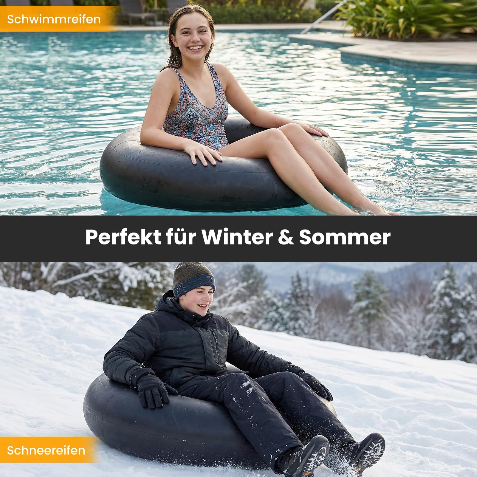 COSTWAY LKW Snow Tube, Ø 93cm Rodelreifen, Schneereifen, Rutschreifen