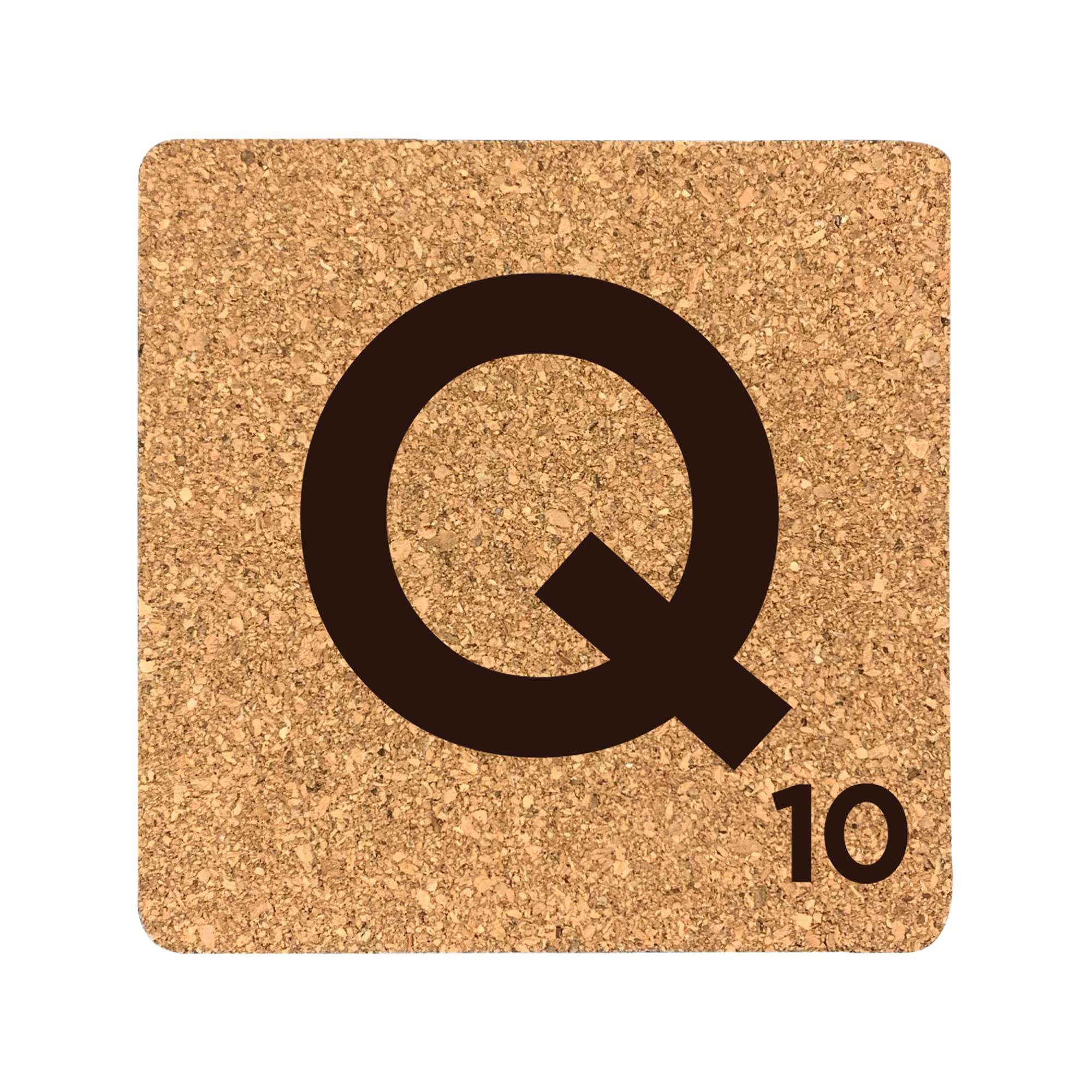 eBuyGB Scrabble Drinks Coasters, Square Cork Coaster, Individual Alphabet Letters, Scrabble Tiles with Score Marks