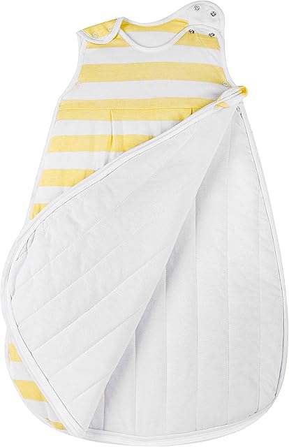 Snoozebag Lemon Stripe 100% Cotton 2.5 Tog Unisex Nursery Side Zip Baby Sleeping Bag (0-6 Months)