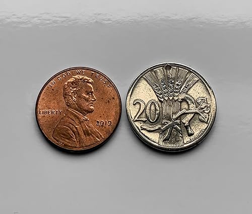 Miniatura 5 de 1928 Checoslovaquia 20 Haleru moneda colgante León checo Escudo eslovaco Praga Brno Bratislava Ostrava Bohemia Moravia Puente de Carlos Karlstejn