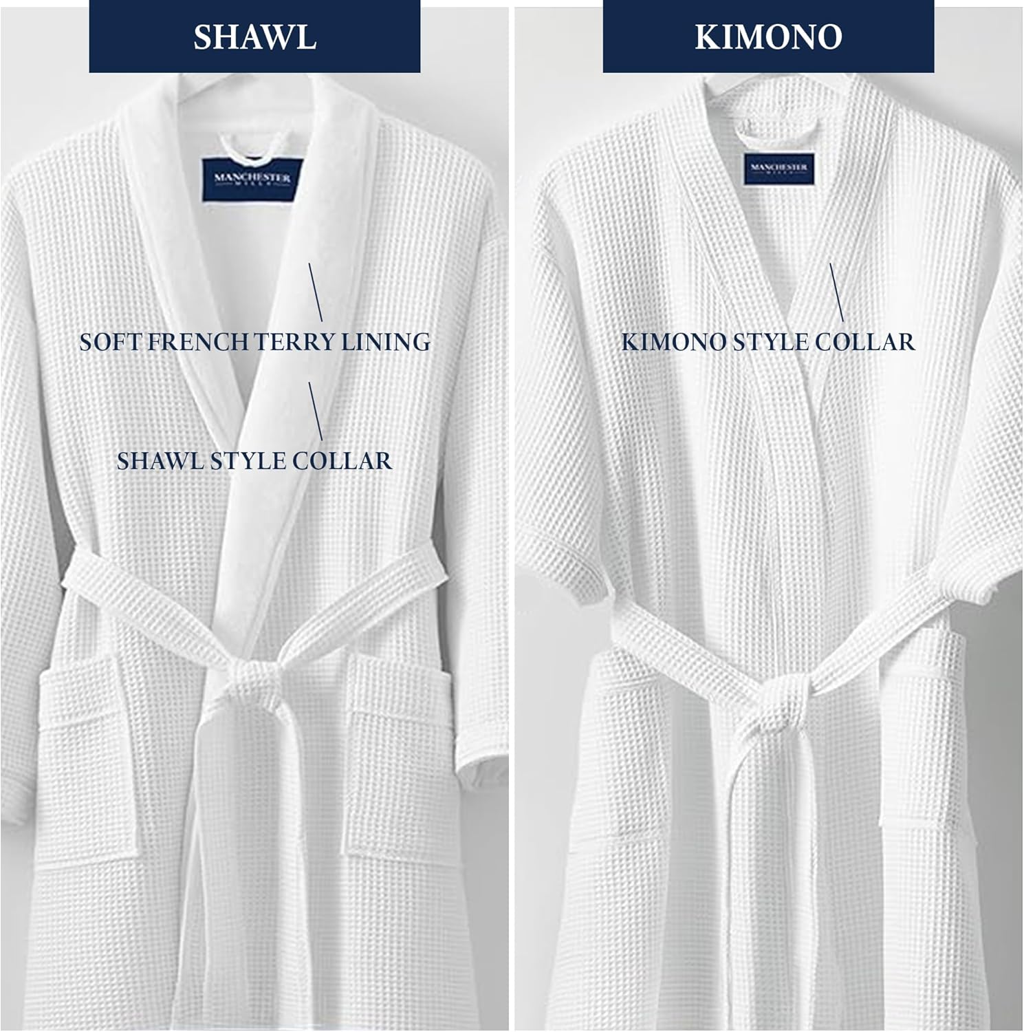 Manchester Mills Waffle Weave Robe with Lightweight French Terry Lining - one size - Image 7