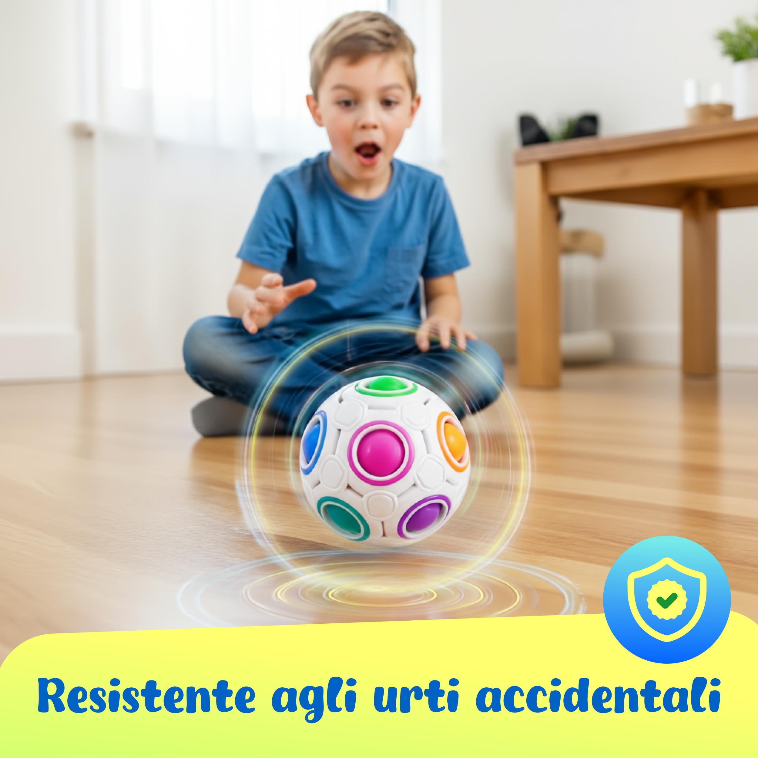 CUBIDI® Palla Magica Arcobaleno Puzzle 3D. Rompicapo Antistress per Bambini e Adulti. Ideale Come Regalo Bambino 6 Anni o per Giochi da Viaggio.