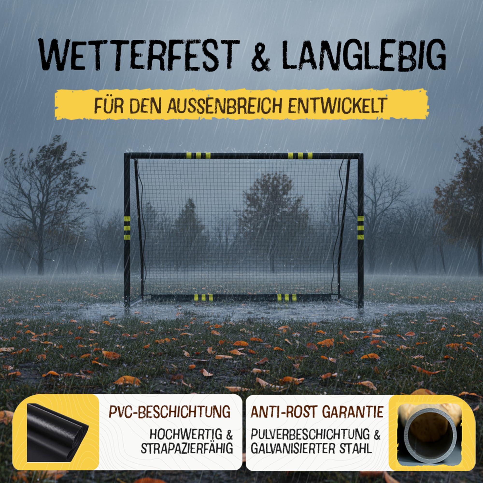 FRIEDO Fußballtor Kinder I 120x180 160x240 200x300cm I CE-geprüft I Rostfrei & wetterfest für den Garten I Fussball Tor mit stabilem Stand I Premium Fußball Tor mit reißfestem Netz I Goal for Outdoor