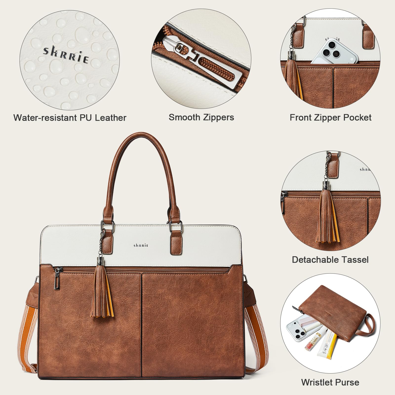 Shrrie Laptop Tasche für Frauen,Wasserdichte Arbeitstasche Laptop Tote Bag,Aktentasche mit Tasche
