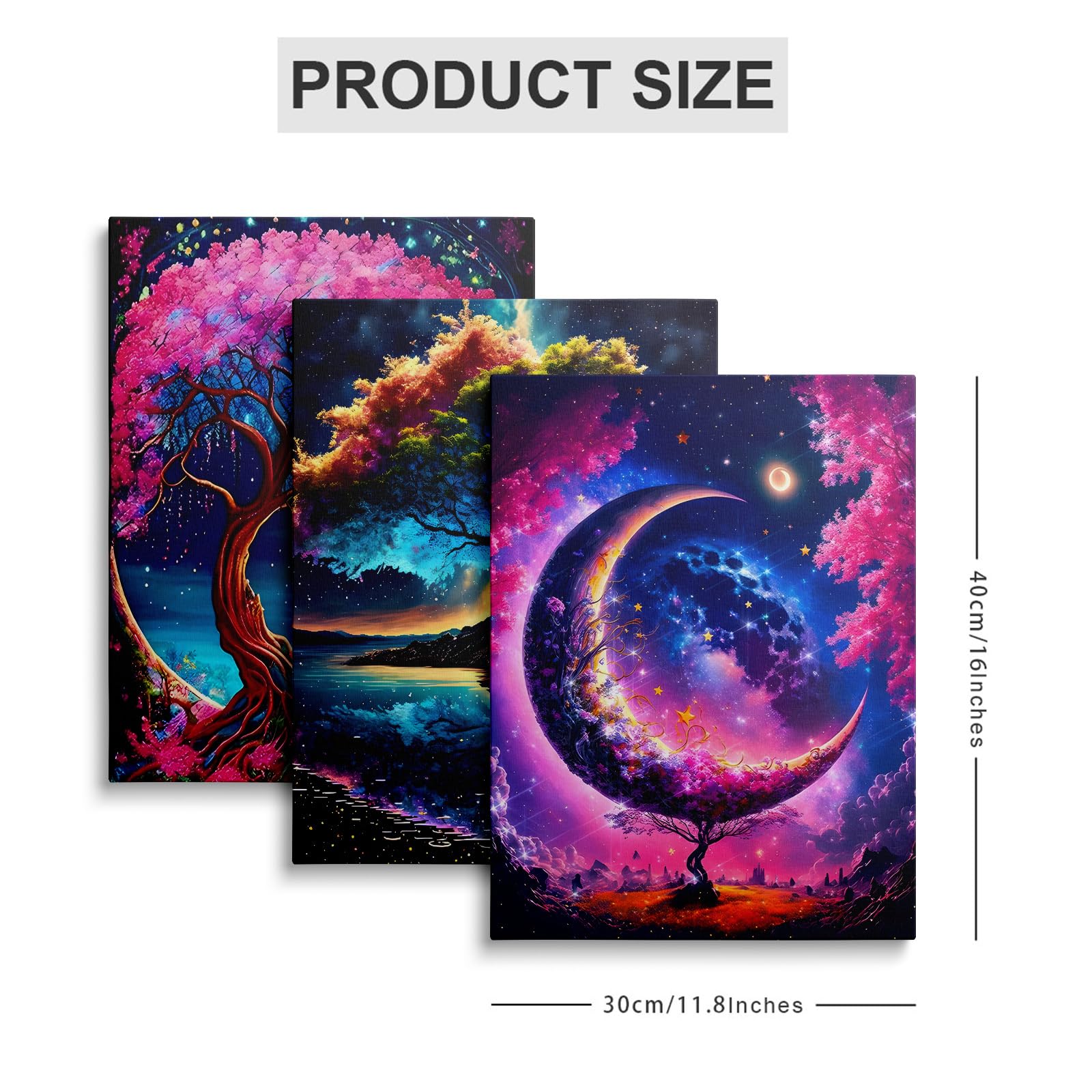 prinfantasy Abstract Wall Art Canvas Frame - 3 Pieces Colorful Prints Poster Modern Artwork YH1103, H0113, 16 x 12 inch - 40 x 30 cm - Image 2
