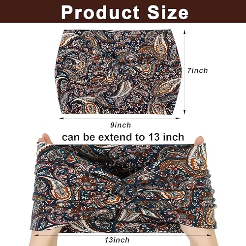 Miniatura 9 de TERSE Diademas extra anchas para mujer, para deporte, yoga, entrenamiento, turbante, diadema a la moda, antideslizante