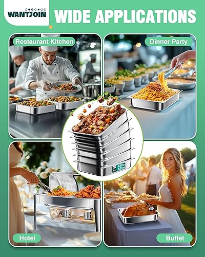 Miniatura 20 de WantJoin Sartenes de mesa de vapor para hotel, tamaño medio de 2.5 pulgadas de profundidad, paquete de 6, juego de bandejas de metal de acero 2.5