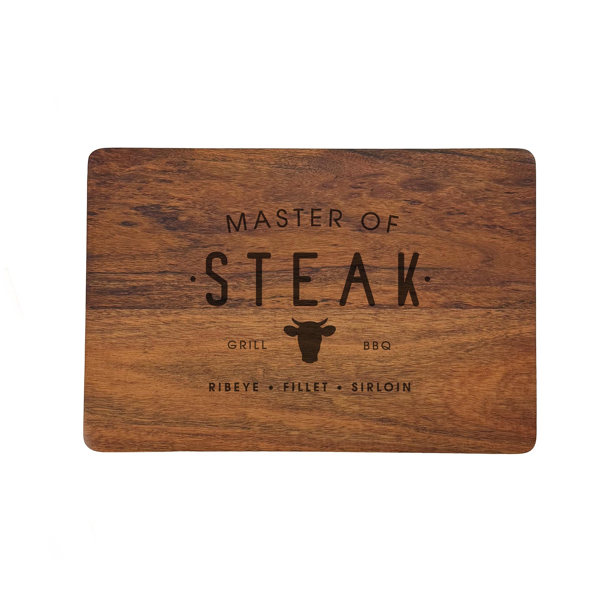 eBuyGB Master of Steak Cutting Board, Large Engraved Acacia Wood BBQ Board, Grill Master Gift for Him, 35 x 25 cm