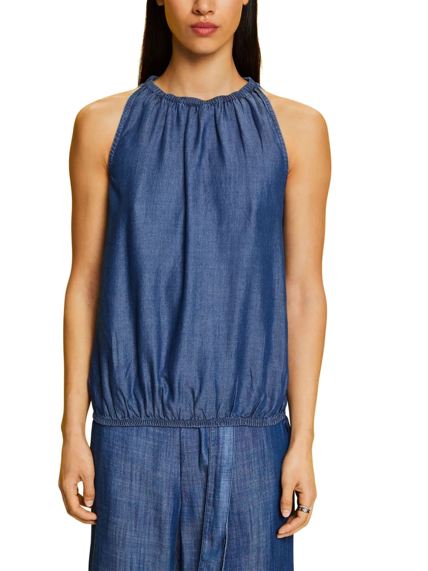 Esprit Women's Blue Dark Washed Edc 043Cc1f303 Blouse, 901/Blue Dark Wash, Xxs, 901/Blue Dark Wash, Xxs