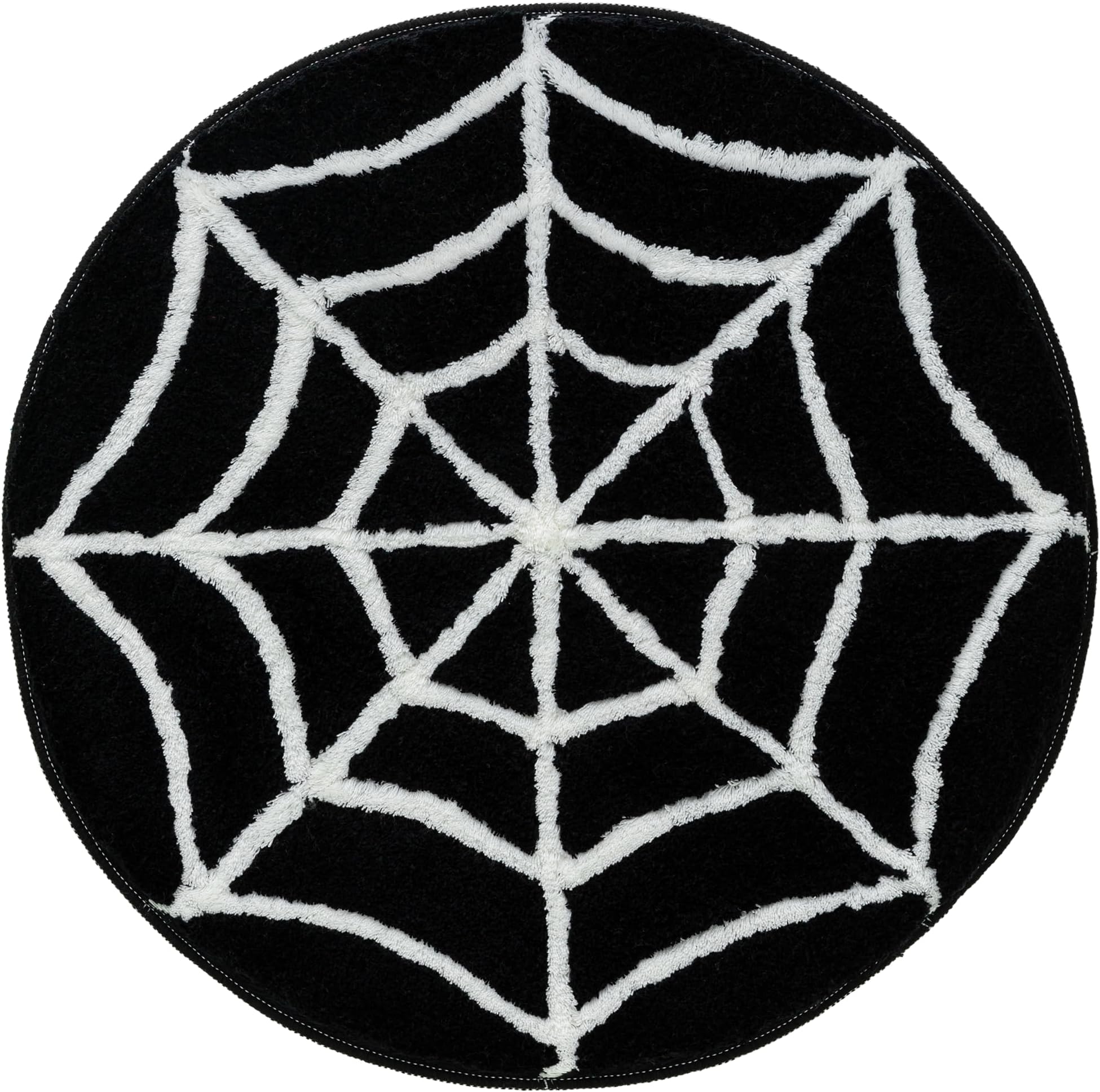 Beyond Deco Halloween Spider-Web Black Rug 35” Inches, Handmade Tufted Fluffy Round Aesthetic Area Rugs for indoor decorations, Perfect for Kitchen, Living Room, Bedroom, Cool Floor carpet decor mat