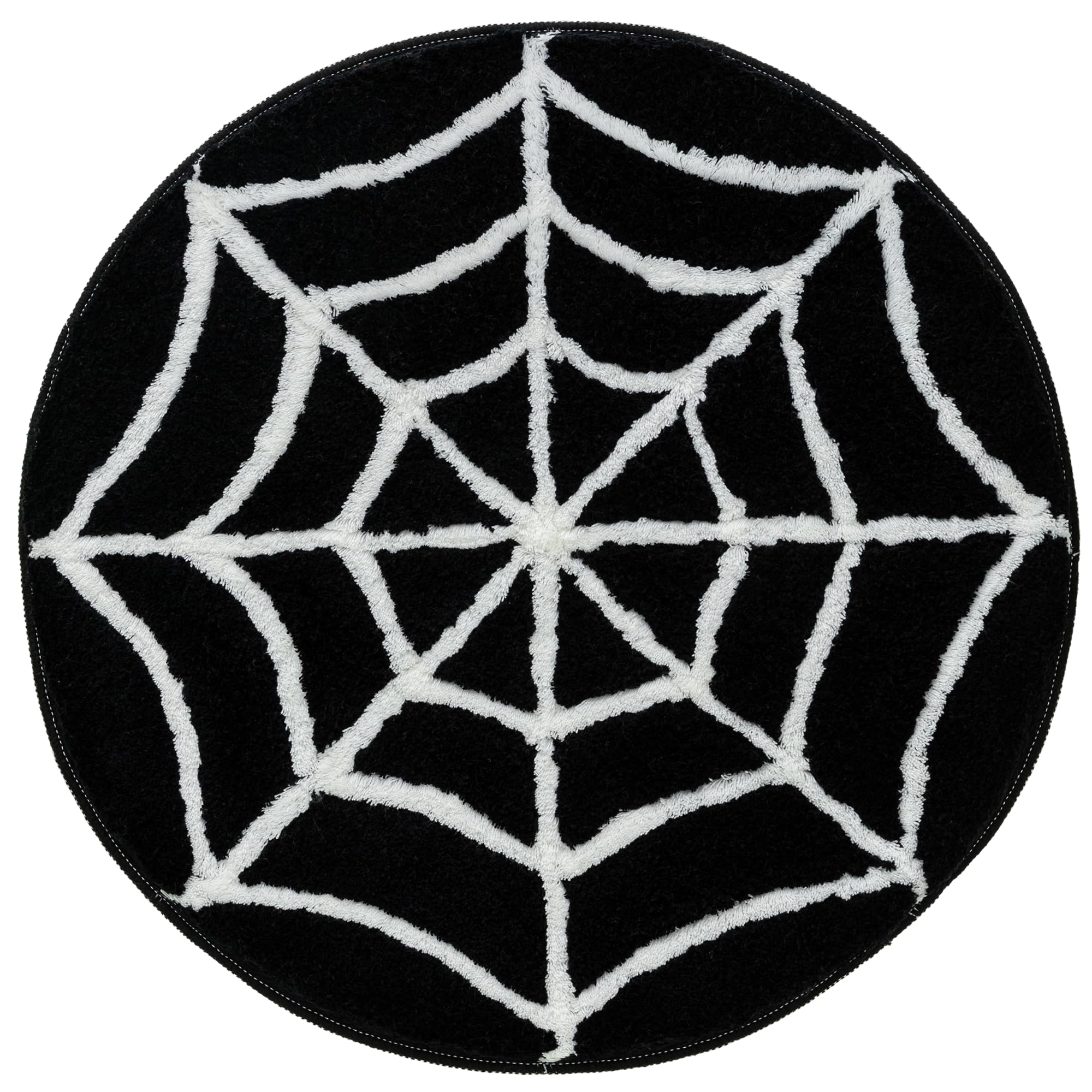 Beyond Deco Halloween Spider-Web Black Rug 35” Inches, Handmade Tufted Fluffy Round Aesthetic Area Rugs for indoor decorations, Perfect for Kitchen, Living Room, Bedroom, Cool Floor carpet decor mat