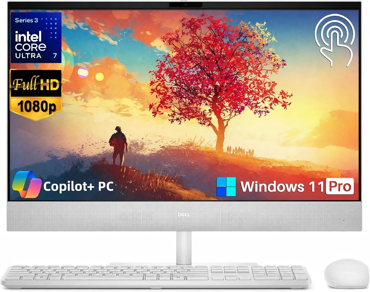Computadora de escritorio empresarial todo en uno con pantalla táctil Dell de 24 pulgadas: Intel Ultra 7 355, DDR5 de 32 GB, SSD de 1 TB, pantalla FHD de 23,8 pulgadas 99 % sRGB de 300 nits, Dolby Atmos, Wi-Fi 7, 2 HDMI, Windows 11 Pro, soporte para lápiz