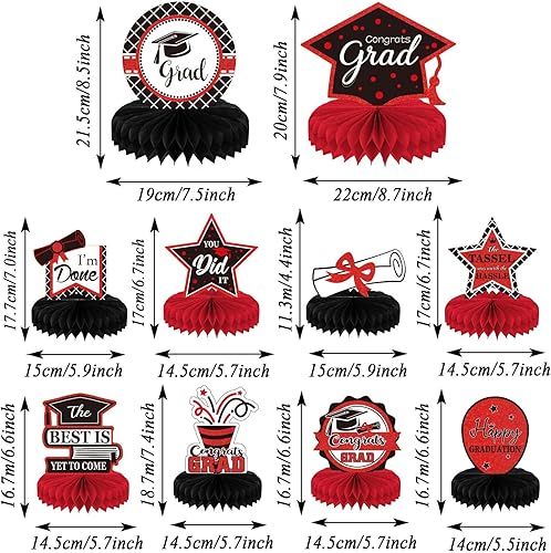 Miniatura 27 de Tevxj 10 decoraciones de fiesta de graduación de clase 2025 – centros de mesa de panal de felicitaciones graduados – oro rosa