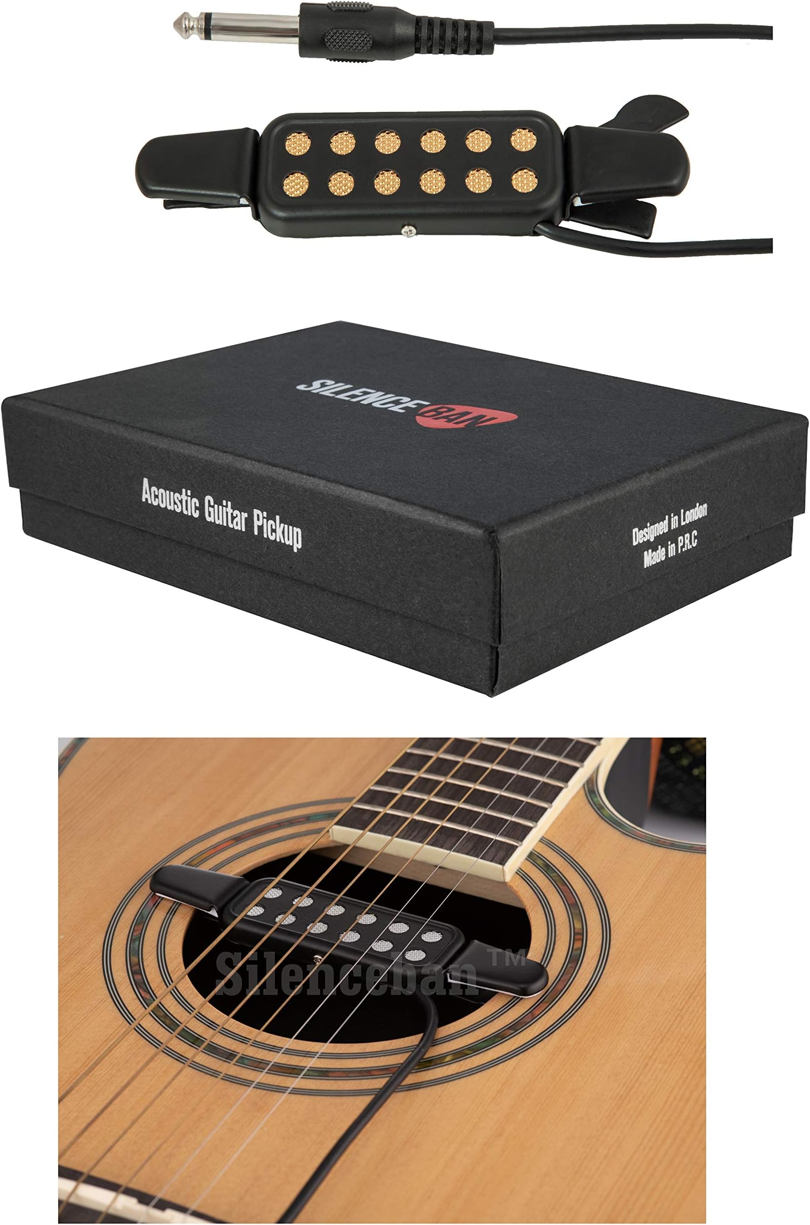 portable Acoustic Guitar Pickup Electric Transducer Acoustic Guitar soundhole pick up electric pickup for acoustic guitar Cable Length 10ft