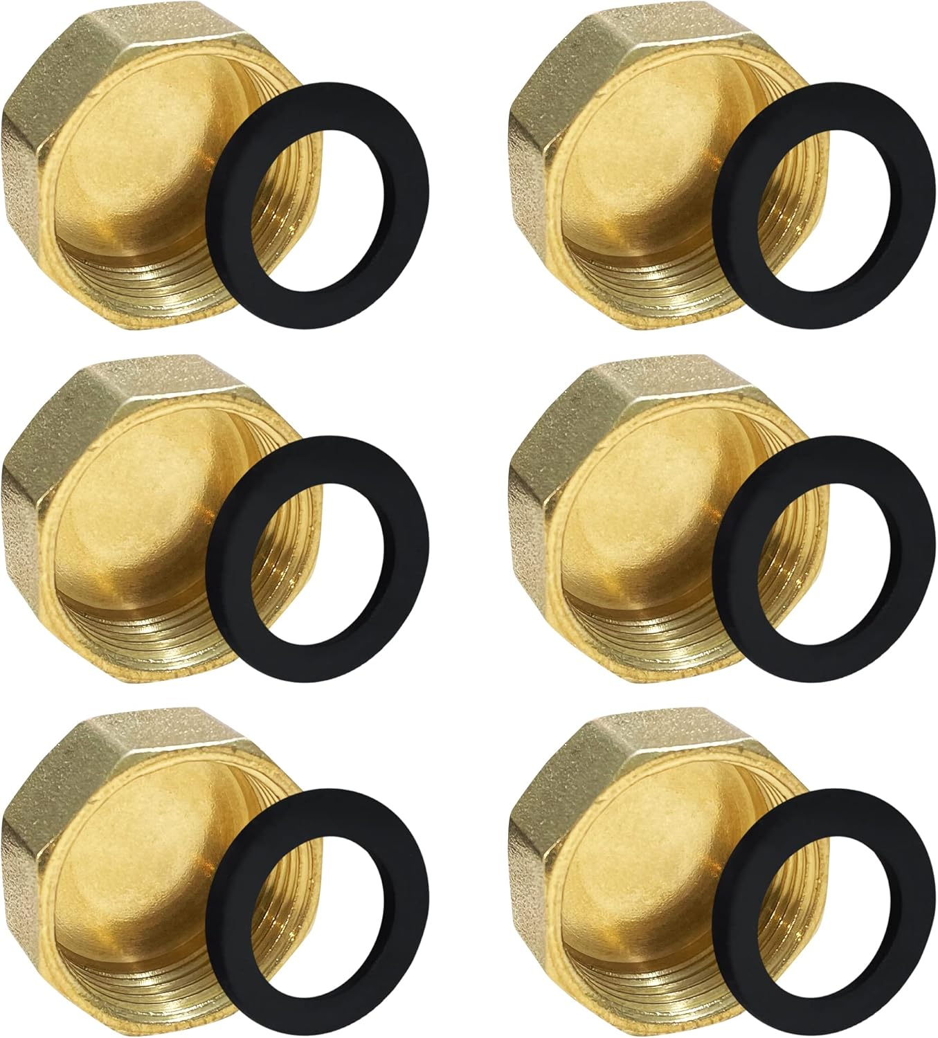 Brass Cap 3/4 Inch Hose Caps Hexagonal Cap with Internal Thread Brass