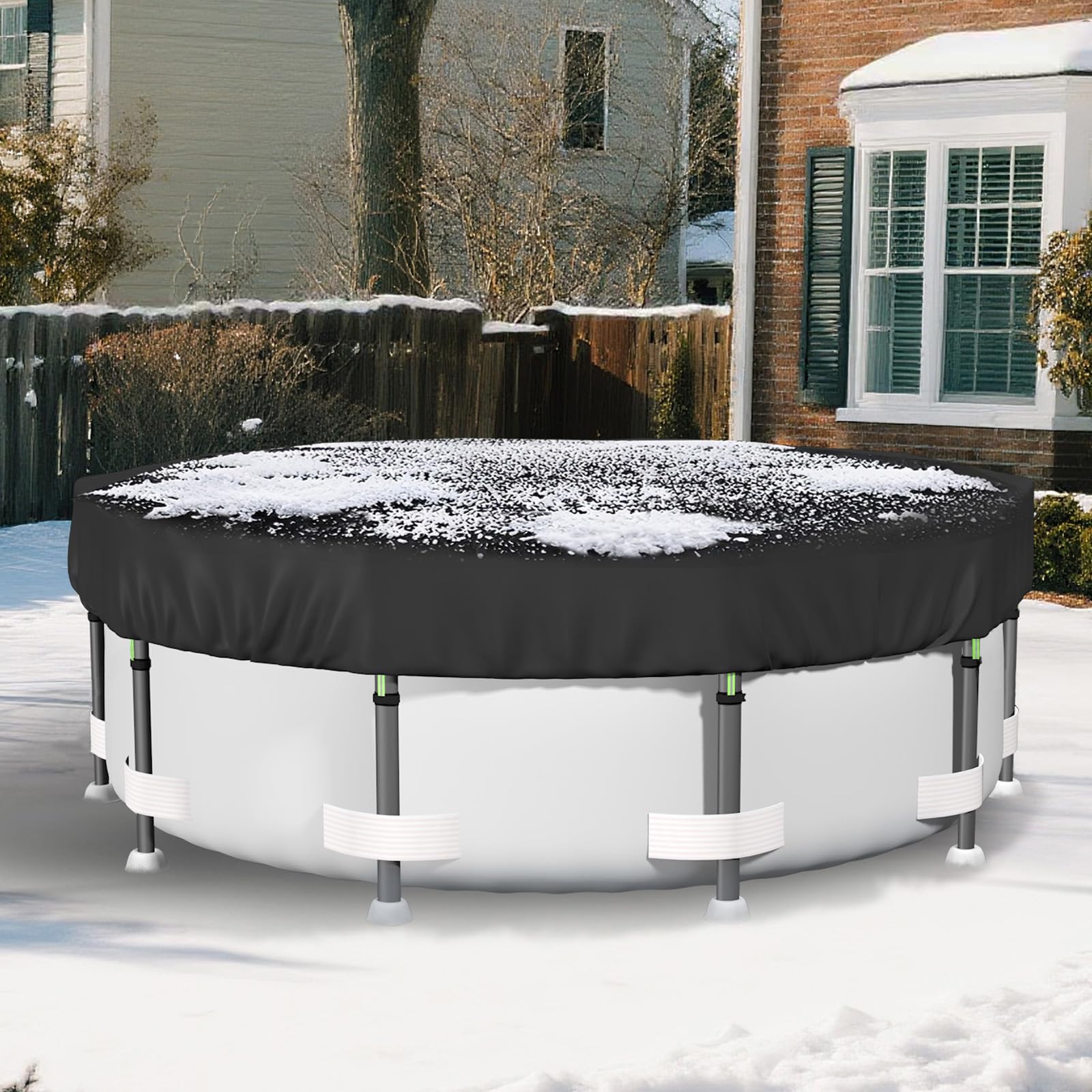 Safana Bâche de piscine ronde en tissu résistant aux déchirures pour piscines hors sol - Toile résistante aux déchirures, robustesse et durabilité supérieures – Protection contre les feuilles, les