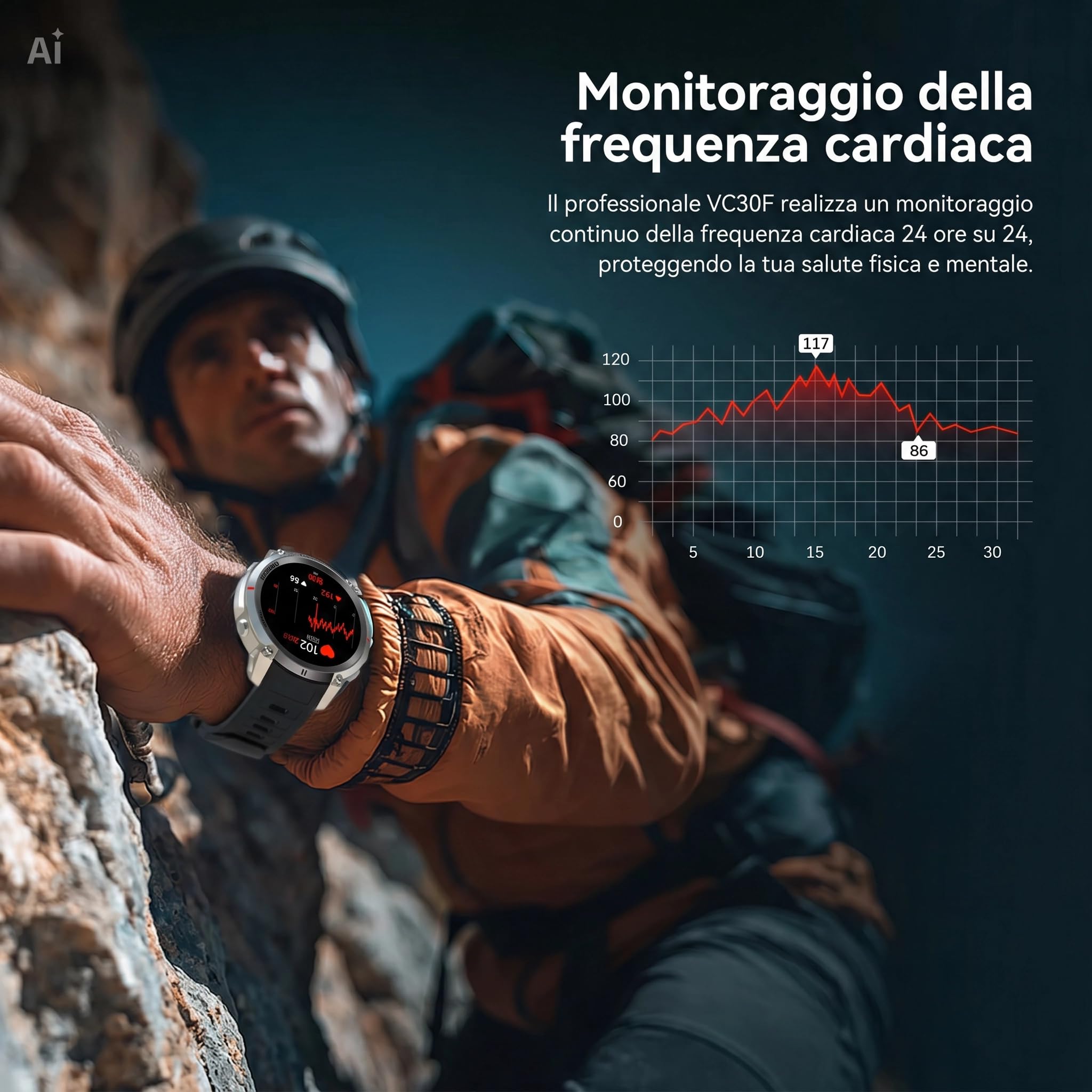 Smartwatch GPS con Mappe Offline, Bussola, Altimetro, Meteo – Orologio con Display AMOLED 1.43", Impermeabile 50M, Monitoraggio Cuore/Ossigeno/Pressione, Cinturino in Gel di Silice