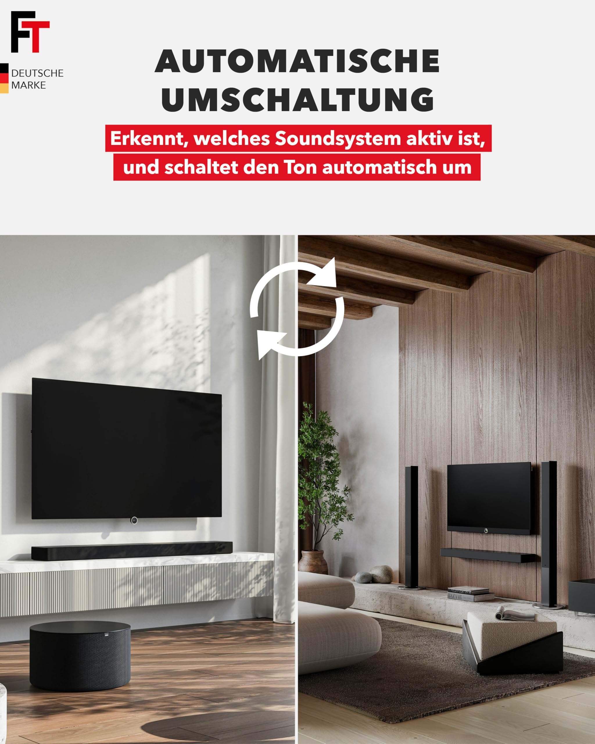 FeinTech AX421 HDMI eARC Switch 1 TV x 2 Soundbar - nutze 2 Soundgeräte an einem TV