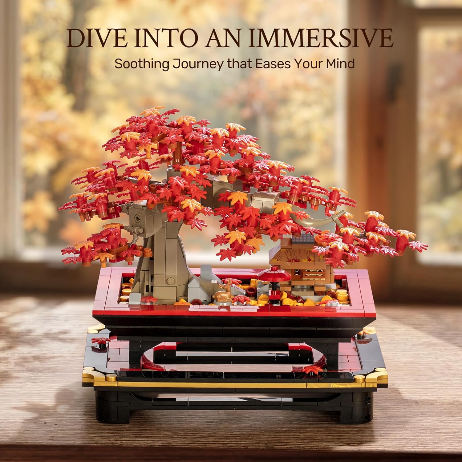 Wise Block Japanese Red Maple Bonsai Tree Building Toy Set for Adults - 900 Pcs Artificial Bonsai Tree Building Blocks for Adults, Seren Collection Maple Zen Decor Gift Set for Home Office Display - Image 4