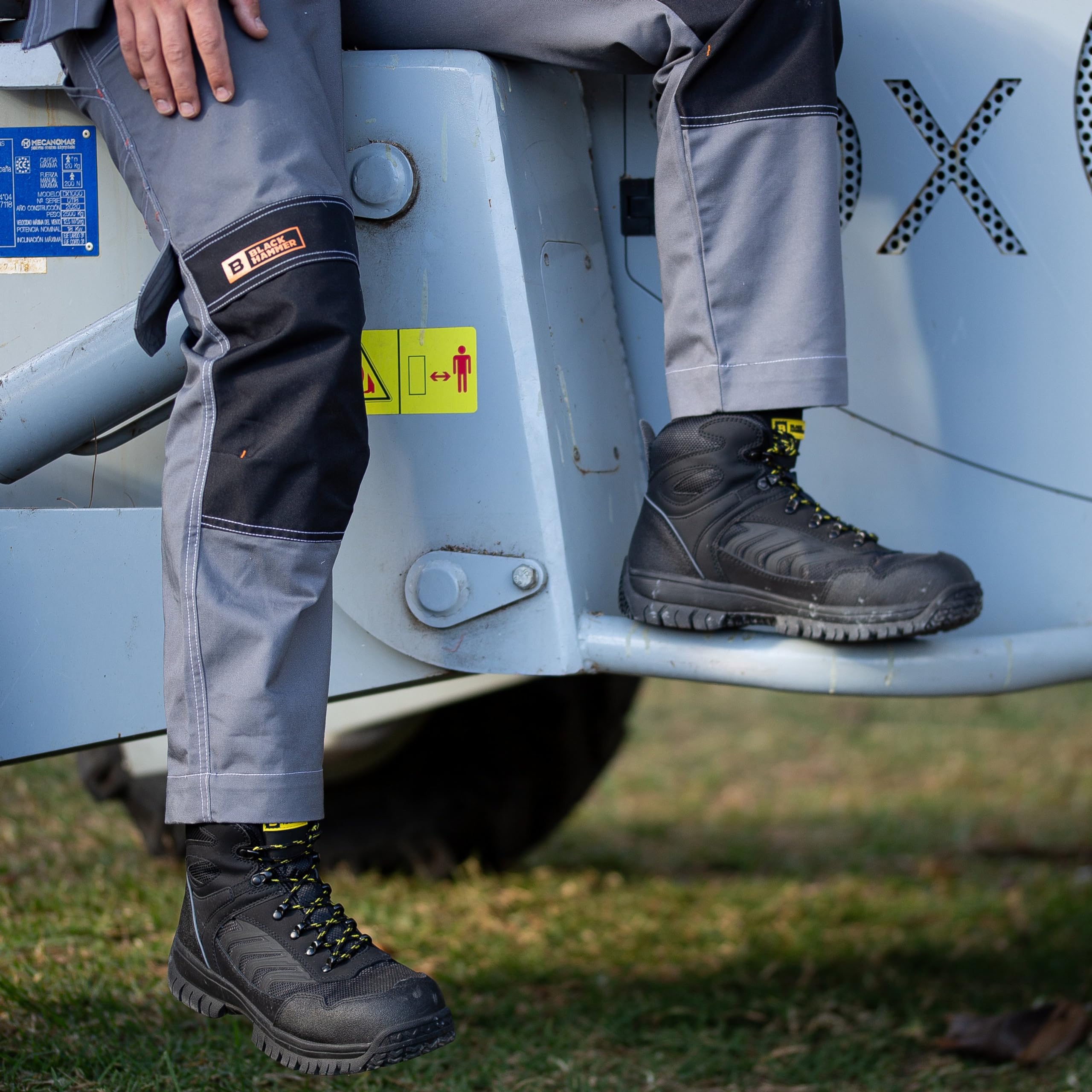 BLACK HAMMER Botas de Seguridad Hombre en Piel de Ante, Repelente al Agua, Puntera y Entresuela de Acero - Cómodas y Robustas, Zapatos de trabajo para Almacenes y Lugares de Trabajo Beast (43 EU)