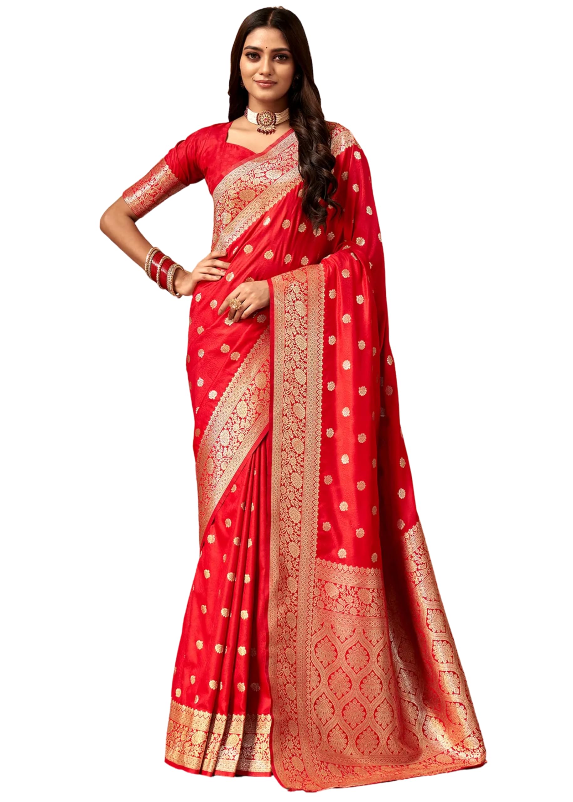 c j enterprise Women's Banarasi Saree Pure Kanjivaram Style Silk Saree With Blouse Piece for Wedding (Pari 121)-picture-20