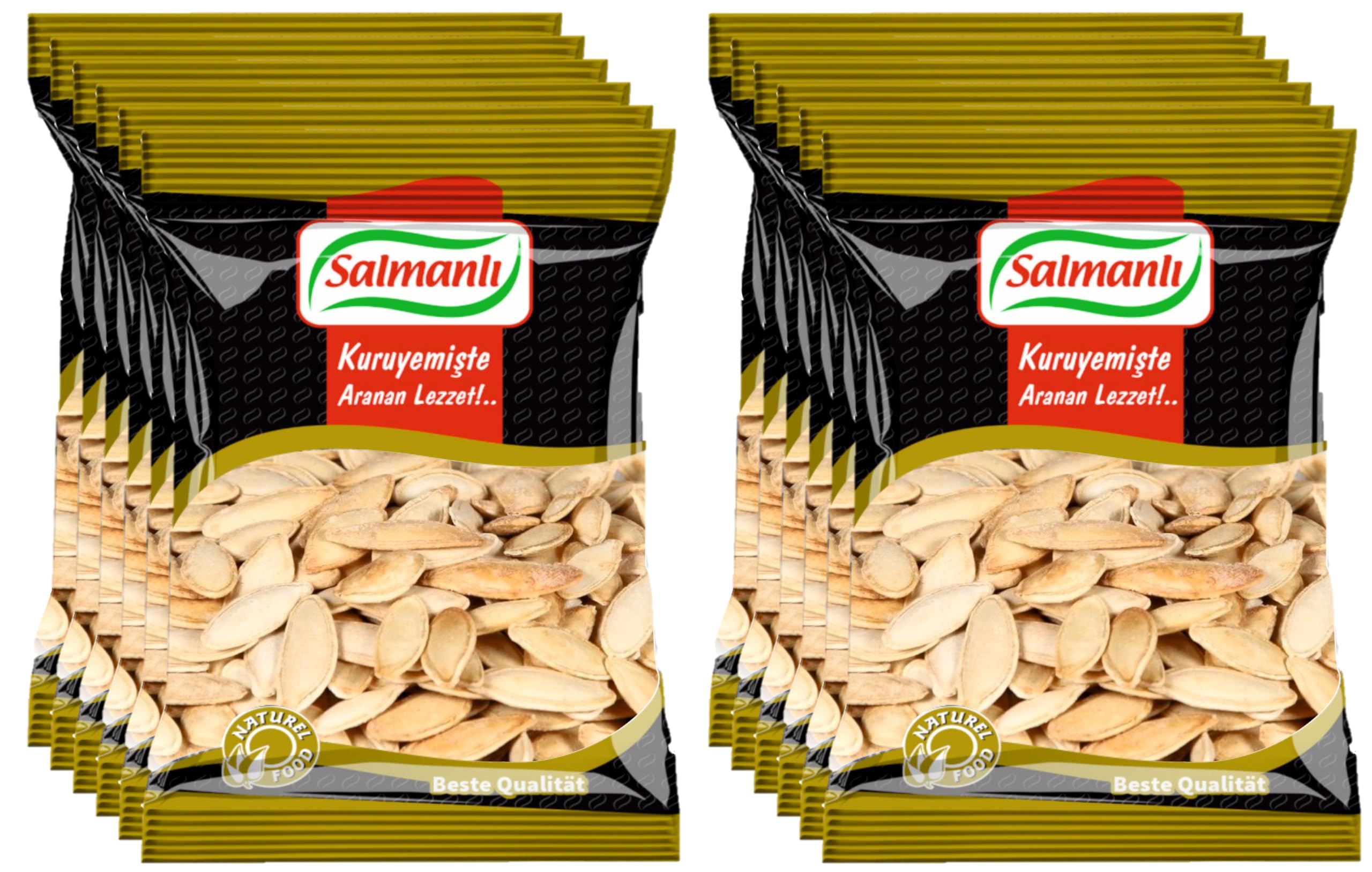 SALMANLI 12x 150g Kürbiskerne geröstet & gesalzen, Idealer Snack für Partys, Filmabende oder als Urlaubsbegleiter