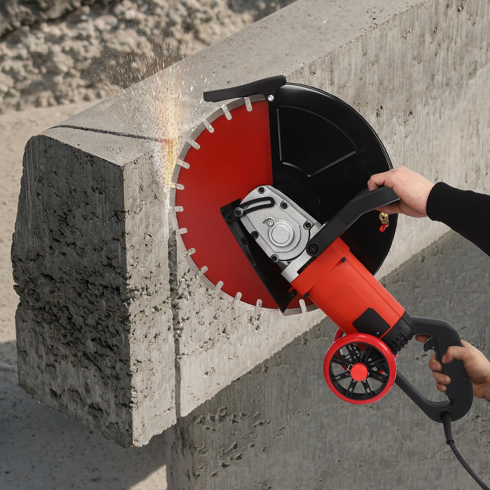 Sierra de hormigón de 4000 W, cortador de pavimentos, sierra para hormigón húmedo y seco, con disco de corte de diamante de 410 mm, para corte de granito, mármol