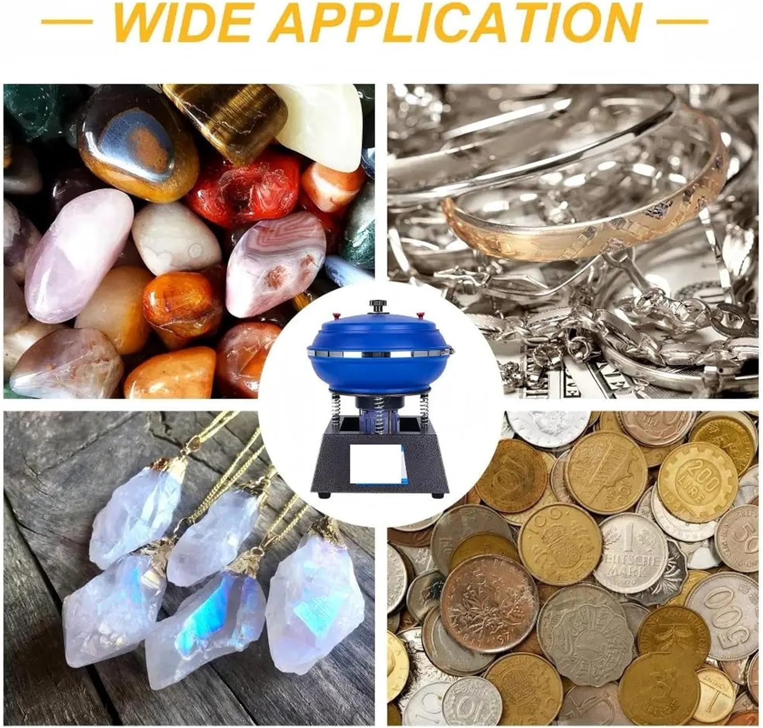Gobelet vibrant pour le polissage de bijoux et la finition des pièces métalliques, pour des résultats lisses et brillants