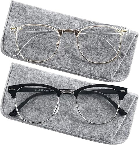 Miniatura 6 de Gafas de luz azul para hombres y mujeres, lentes de computadora de media montura sin montura para computadora, paquete de 2