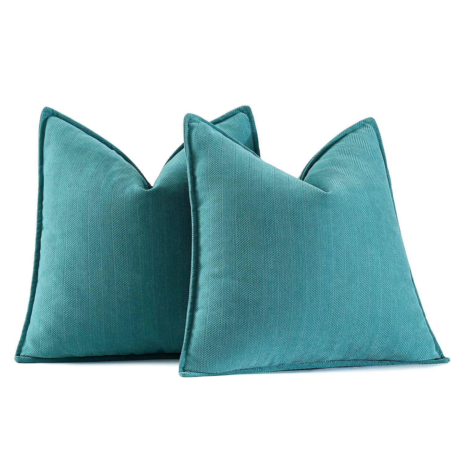 MIULEE Pack of 2 Teal Decorative Pillow Covers 20x20 Inch Soft Chenille Luxurious Couch Throw Pillows Farmhouse Cushion Covers with Elegant Design for