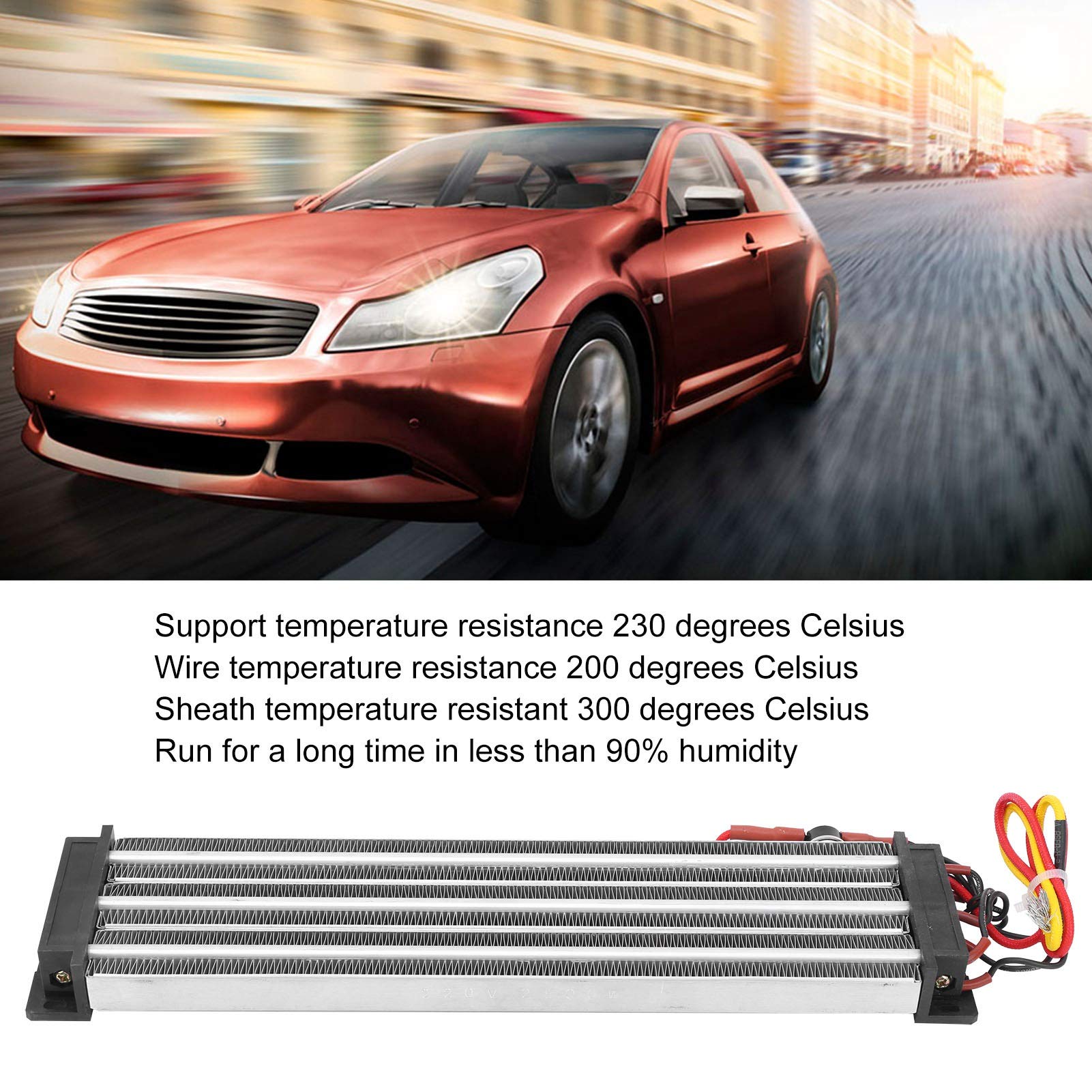 Ausla Calentador de Aire de Cerámica PTC Componente de Calefacción PTC Aislado AC220V 2500W Tubo de Aluminio de Temperatura Constante Calor Rápido para Calentador Humidificador Secador Ventilador