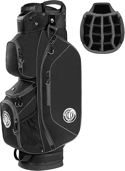 Shopsource Golf Cart Bag, 15 Way Top Lightweight Golf Bag, Golf Club Cart Bags for Men Women with Full-Length Dividers, Dedicated Putter Well, Rain Cover Black and Red