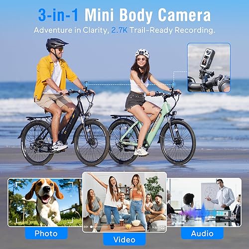 Miniatura 8 de Movcan Cámara corporal S70 con grabación de audio y video, cámara corporal HD 1520P con lente giratoria de 180°, cámara de grabación manos libres