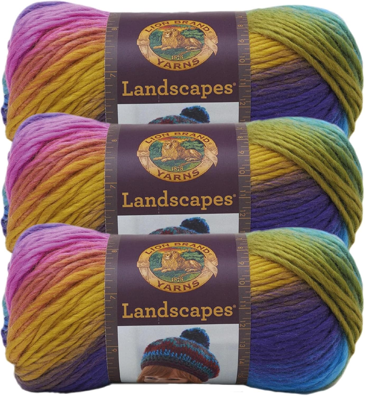Lion Brand Yarn Landscapes Yarn, Multicolor Yarn for Knitting, Crocheting Yarn, 3