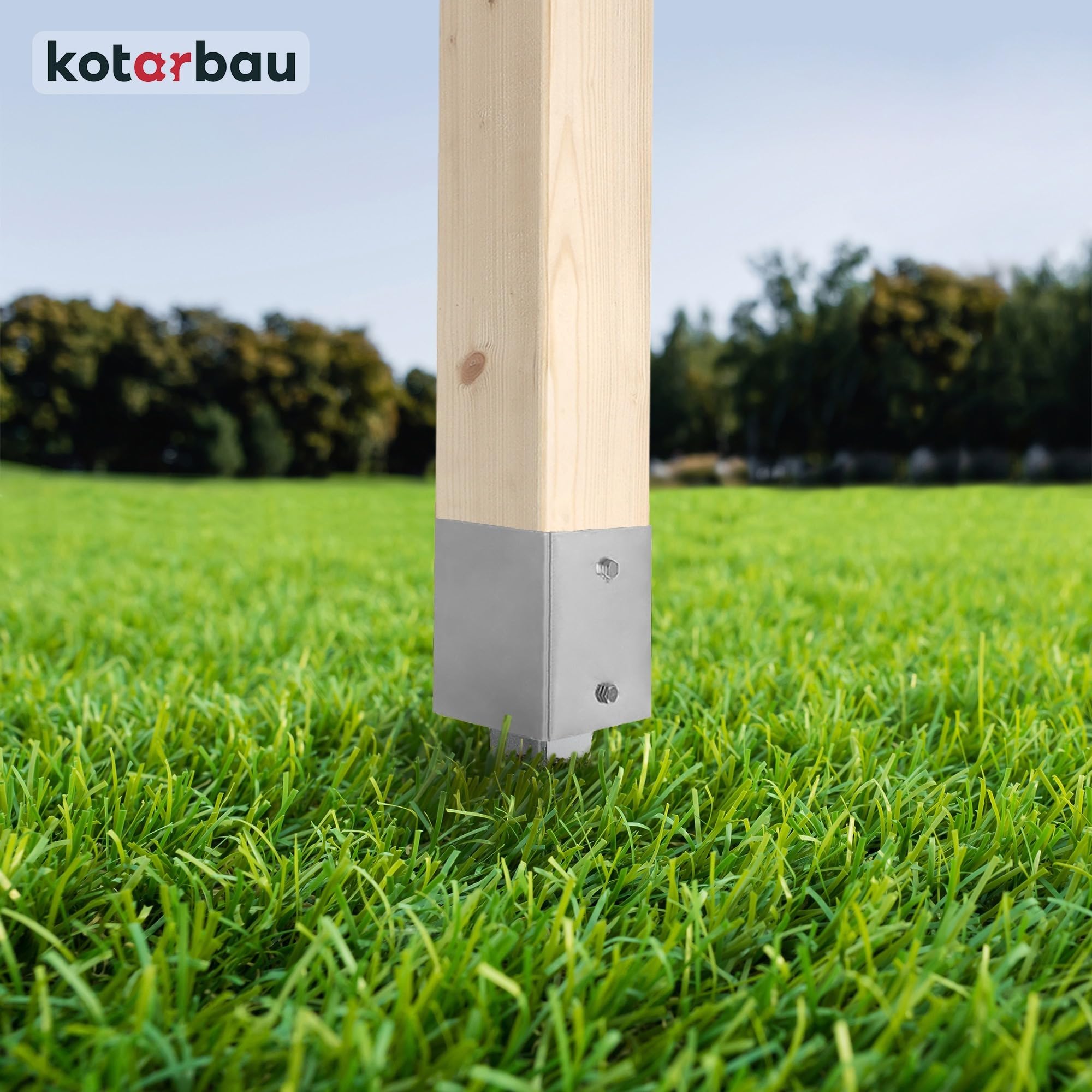 KOTARBAU® Supporto per Pali in Legno - da Infissione - 75 cm - Acciaio Zincato - Argento - 101 x 101 mm - Staffe per Pali in Legno - Robusta - Resistente