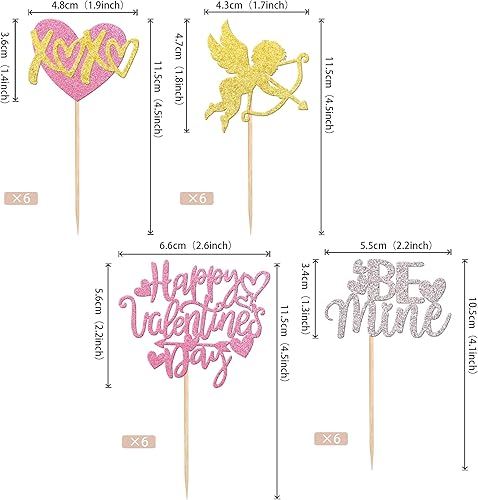 Miniatura 204 de Rsstarxi 36 Pack Happy Valentine's Day Cupcake Toppers Glitter Cupid Love Heart Lip Kiss Me Be Mine Cupcake Picks for Valentine's Day Theme Wedding