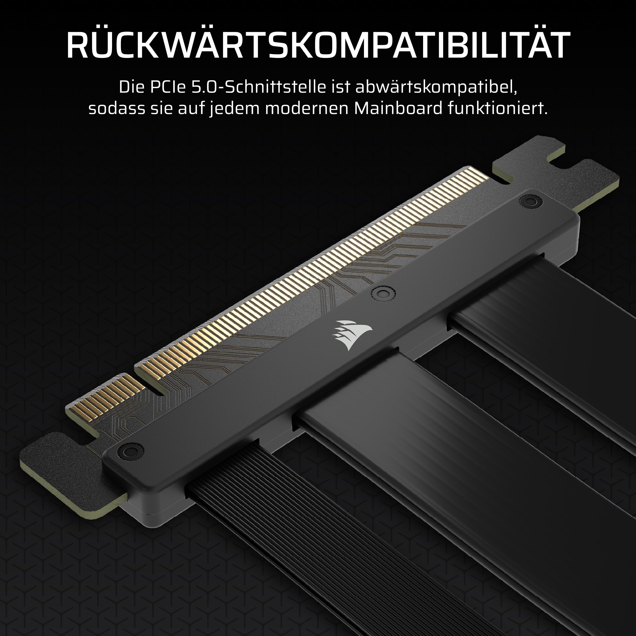 Corsair Premium PCIe 5.0 x16 175mm Riser-Kabel – Schwarz | Ultraflexibles, Langlebig