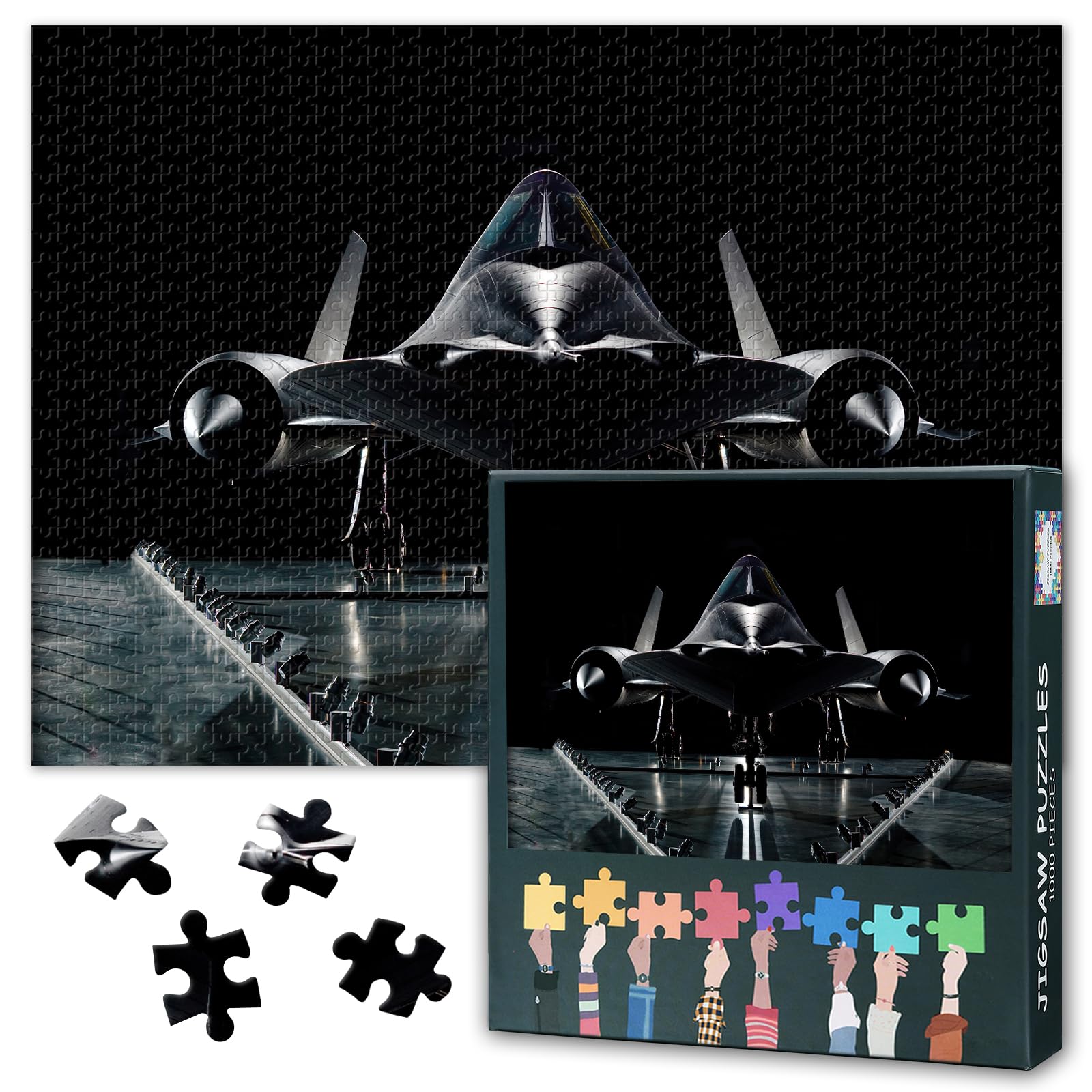SR71 Blackbird Jigsaw Puzzles for Adults 1000 Piece Airplane Decor Aviation Wall Art Military Poster Strategic Reconnaissance Jet Picture Tech Enthusiast Cave Hobby Toy Premium Board 27.5x19.7 Inch