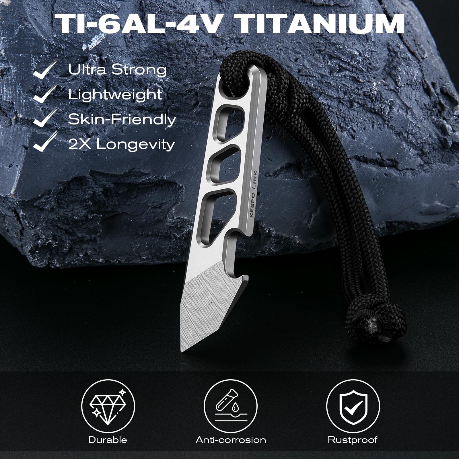 KEEPO LINK OLT07 mini kalkulator z otwieraczem do butelek, 5,5 cm, tytanowy, do codziennego użytku (EDC), tytanowy