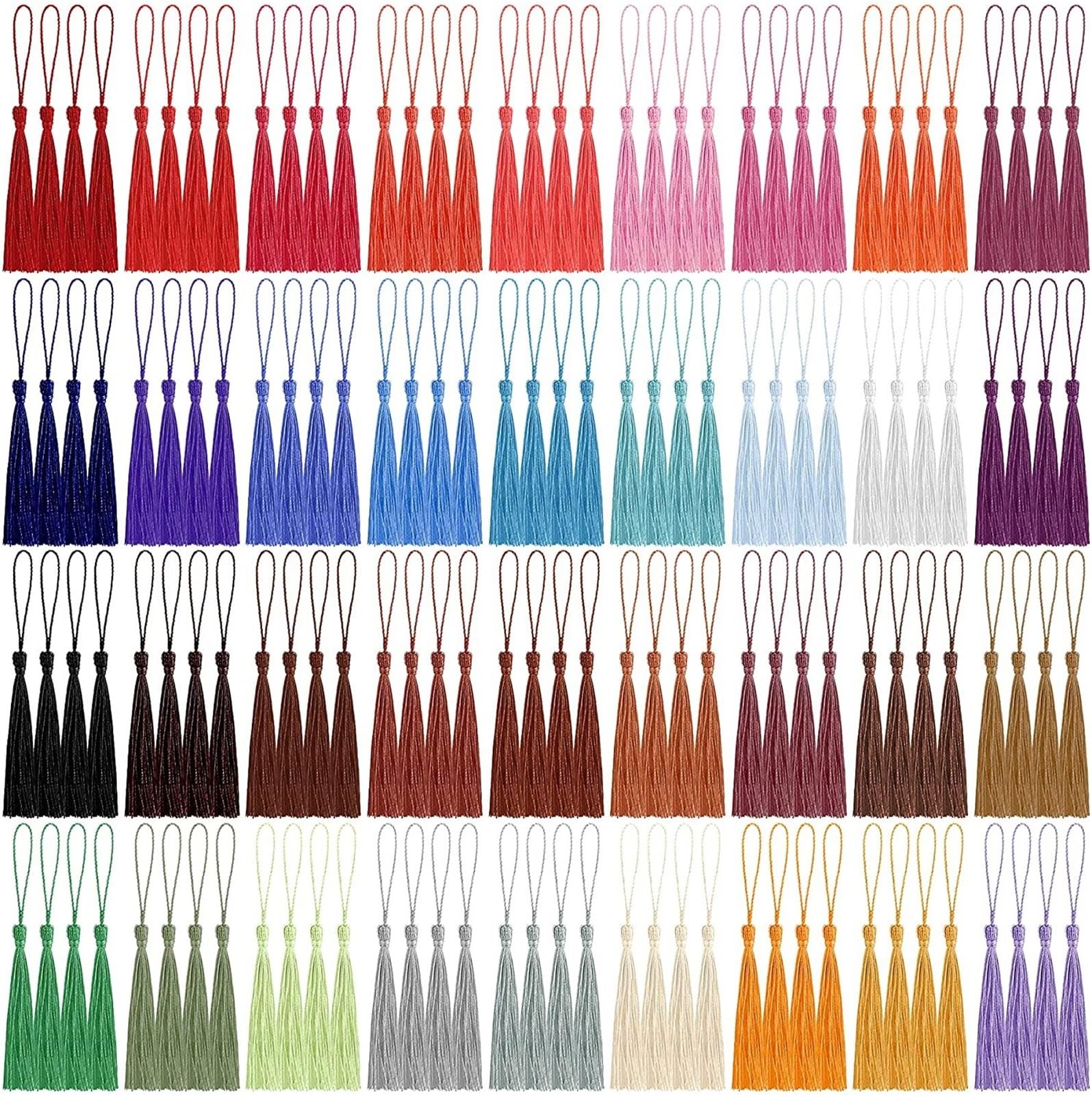 Mini Tassels 200pcs 13cm Polyester Silk Tassels For Crafts Hang Rope Fringe Trim Bookmark Tassels Keychain Jewelry Making DIY Decor Tassel for Crafts(04)