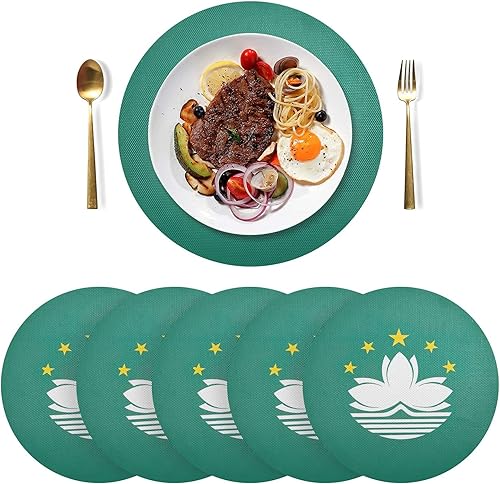 Miniatura 15 de Chile Flag Round Placemats Dining Table Mats Decorative Table Mats for Kitchen Dining Table Decoration, Set of 6 Bandera de Chile,Bandera de