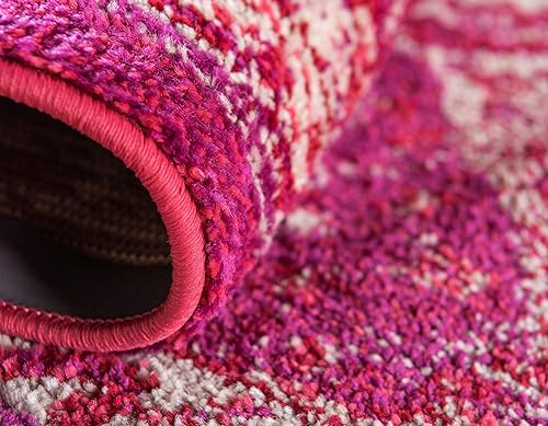 Miniatura 8 de Unique Loom Penrose Collection - Alfombra de área - Blake (5 pies 3 pulgadas x 7 pies 7 pulgadas, magenta/marfil)