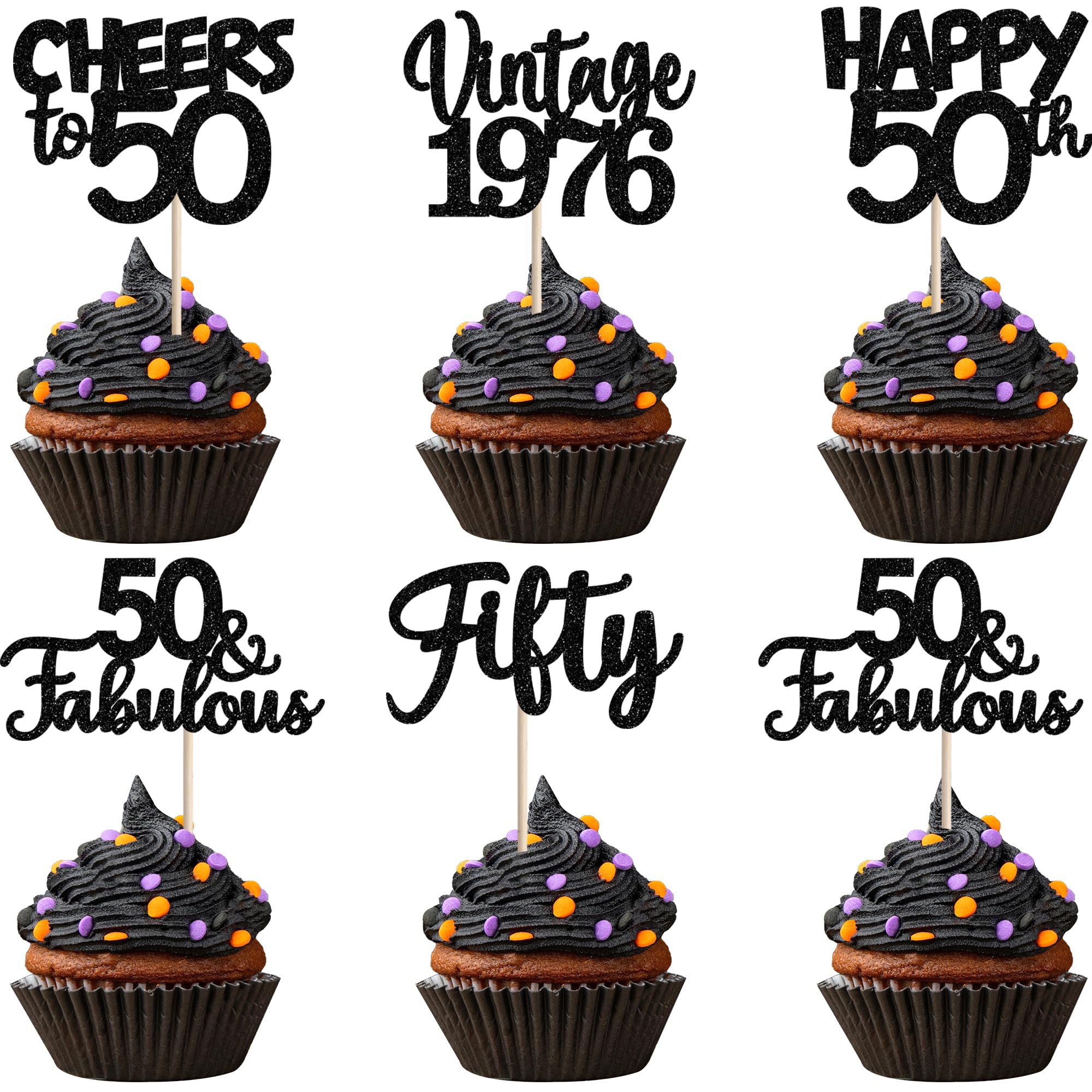 30 Piezas De Decoraciones Para Pastel De 50 Cumpleaños Con Purpurina, Cincuenta, ¡hola 50!, Púas Para Cupcakes, 50 Y Fabulosas, Alegrías A 50 Años, Decoraciones Para Pastel De Aniversario De 50